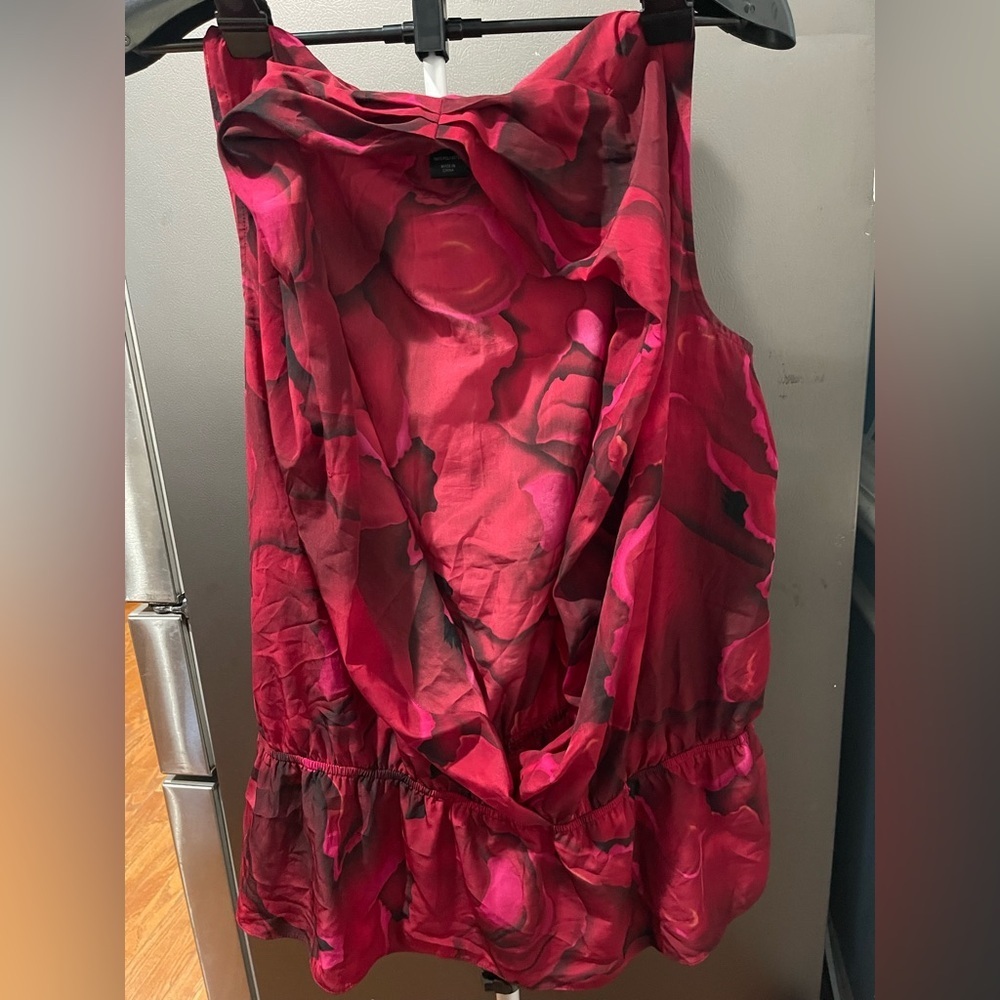 Vibrant Red Floral Sleeveless Top